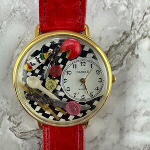 Vintage Carole Chef Cook Watch Women Gold Tone 41MM Large Round Dial New Battery